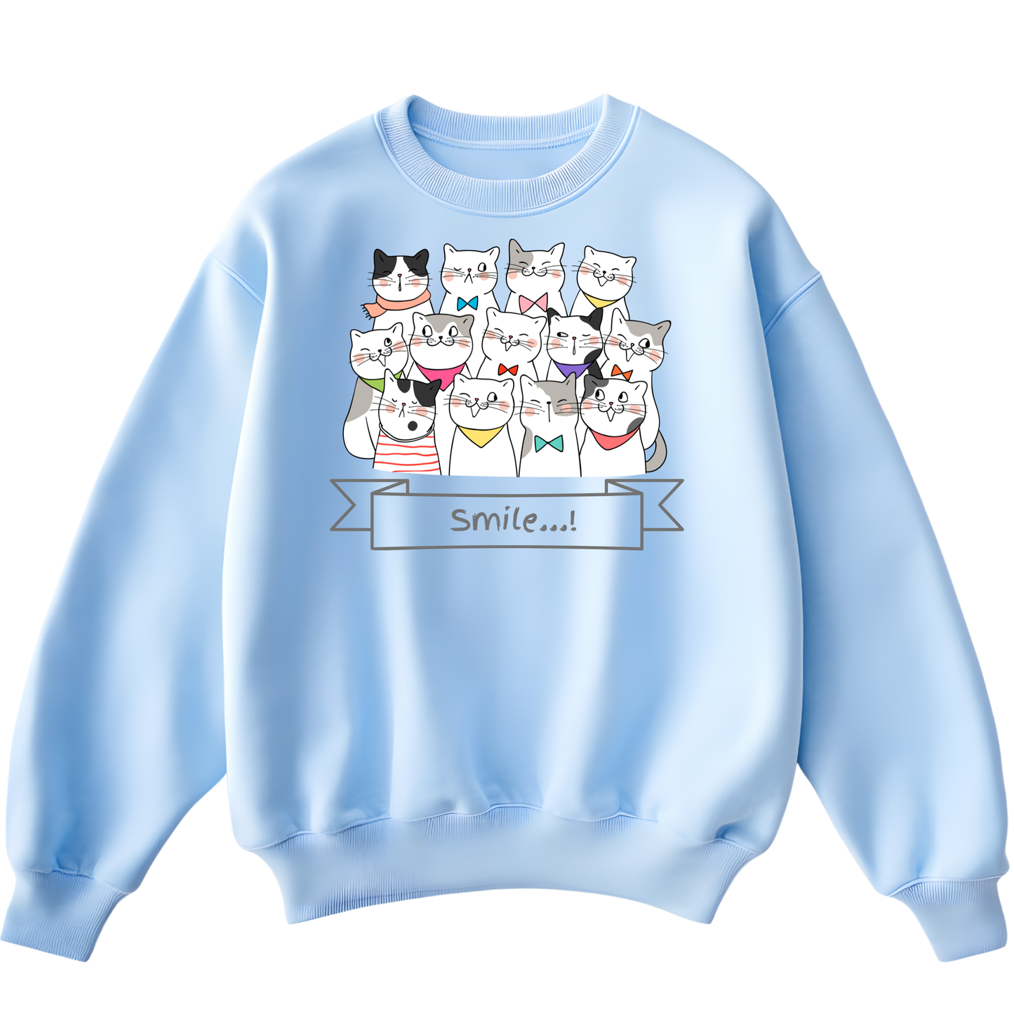 Marshmallows Kids & Teens Sweatshirt – Kawaii Cat Crewneck | Soft Pastel Cozy Fit