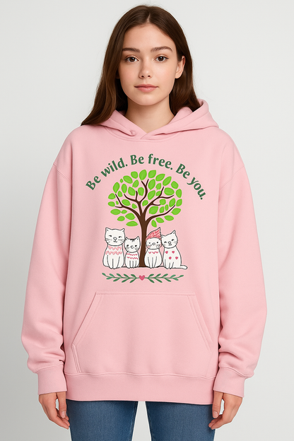 marshmallows hoodie tree kawaii pastel cat design cozy fleece
background